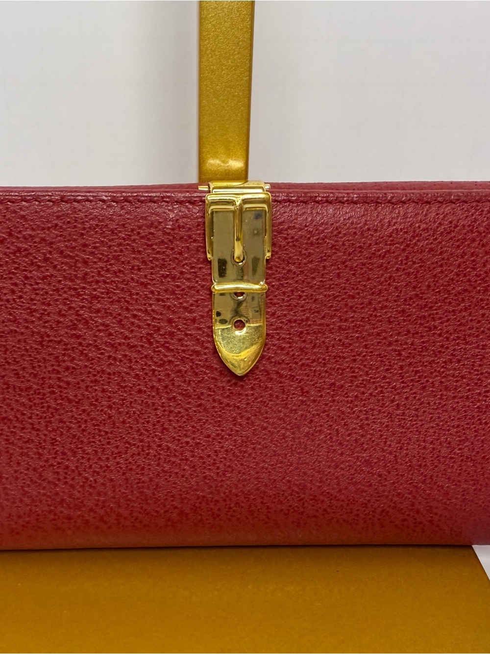 Vintage GUCCI Red Leather Wallet Gold horsebit clasp 1970’s-80’s